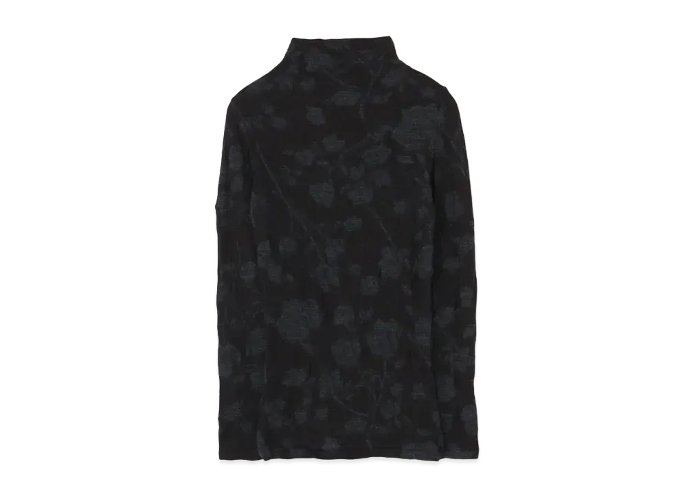 Yohji Yamamoto FLOWER PATTERN JQ TURTLENECK "Black"