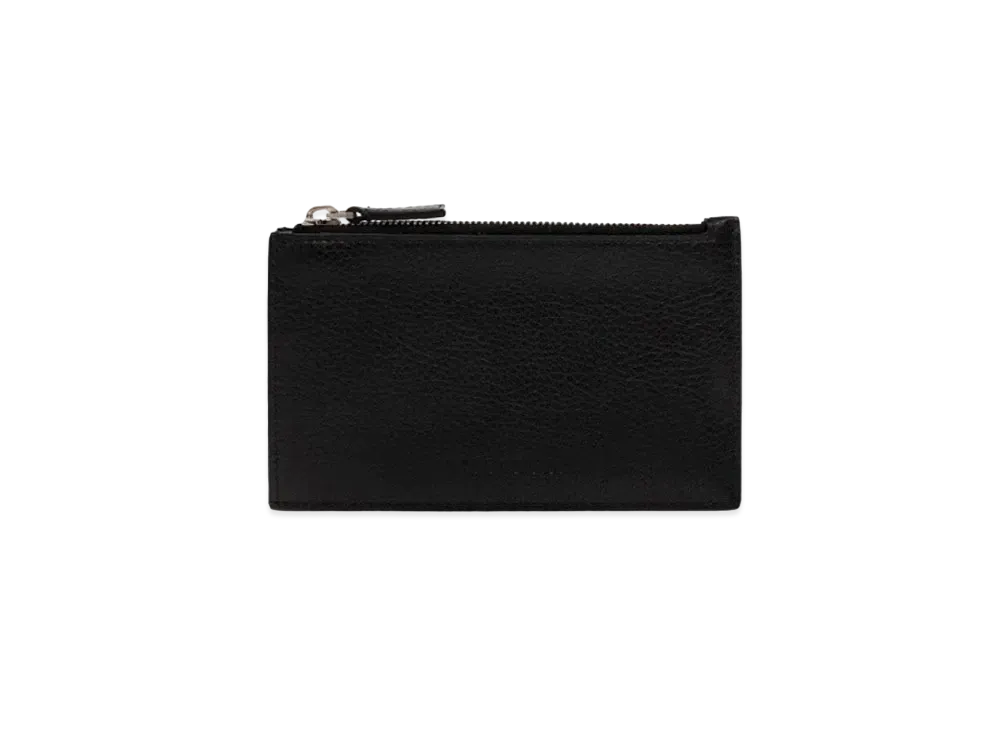 BALENCIAGA Essential Zipped Coin and Card Holder Grained Calfskin "Black"