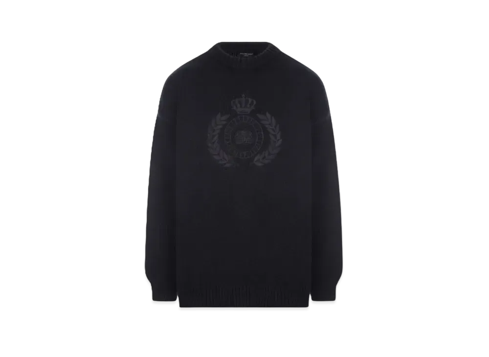 BALENCIAGA BB Laurel Embroidered Oversized Cotton Knit "Black"