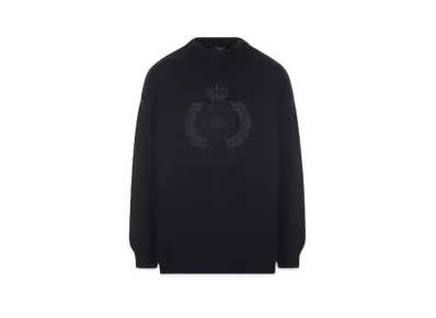 BALENCIAGA BB Laurel Embroidered Oversized Cotton Knit "Black"