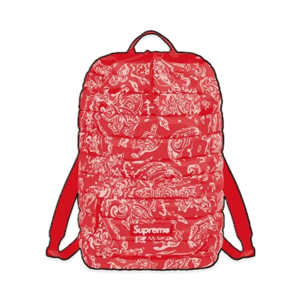 Supreme Puffer Backpack "Red Paisley"