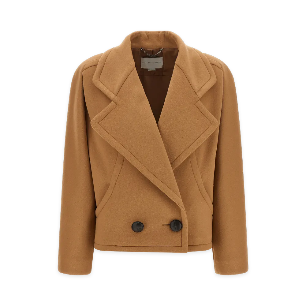 STELLA McCARTNEY Women's Short Wool Double-Breasted Coat "Camel"