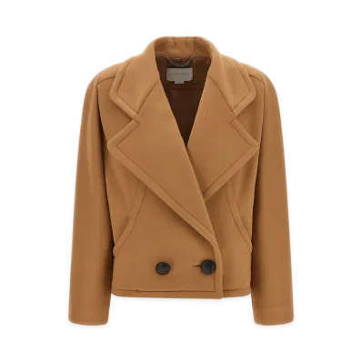STELLA McCARTNEY Women's Short Wool Double-Breasted Coat "Camel"