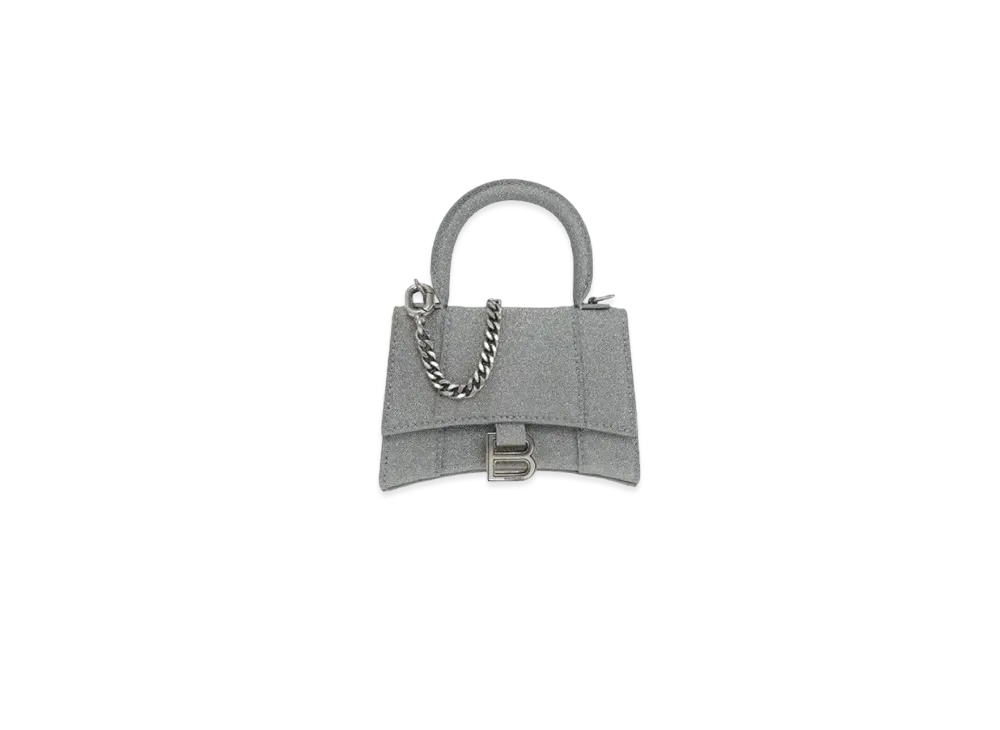 BALENCIAGA Hourglass Polyester Polyurethane Mini Bag "Silver"