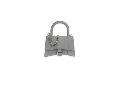 BALENCIAGA Hourglass Polyester Polyurethane Mini Bag "Silver"