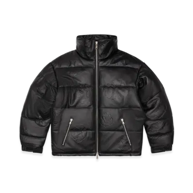 DENIM TEARS Embossed Leather Wreath Puffer "Black"