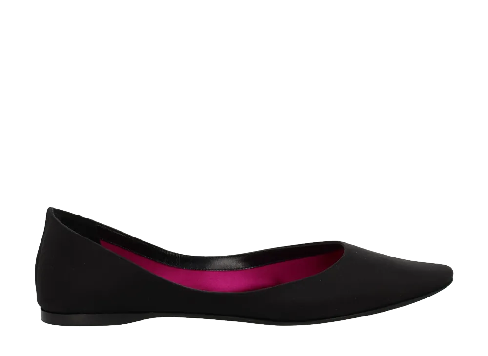 Saint Laurent Women's Lou Crepe Satin Ballerina "Black"