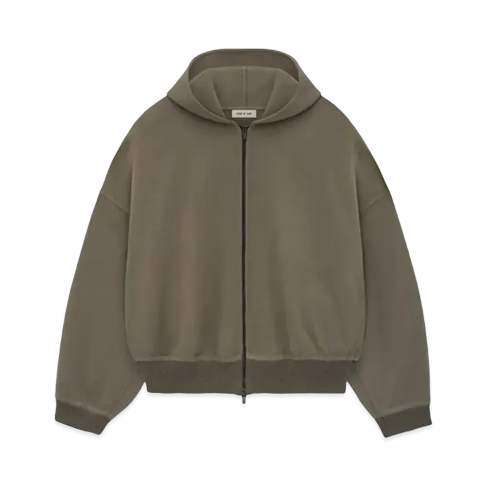 FEAR OF GOD ESSENTIALS Double Wool Cashmere Hooded Bomber "Wood"