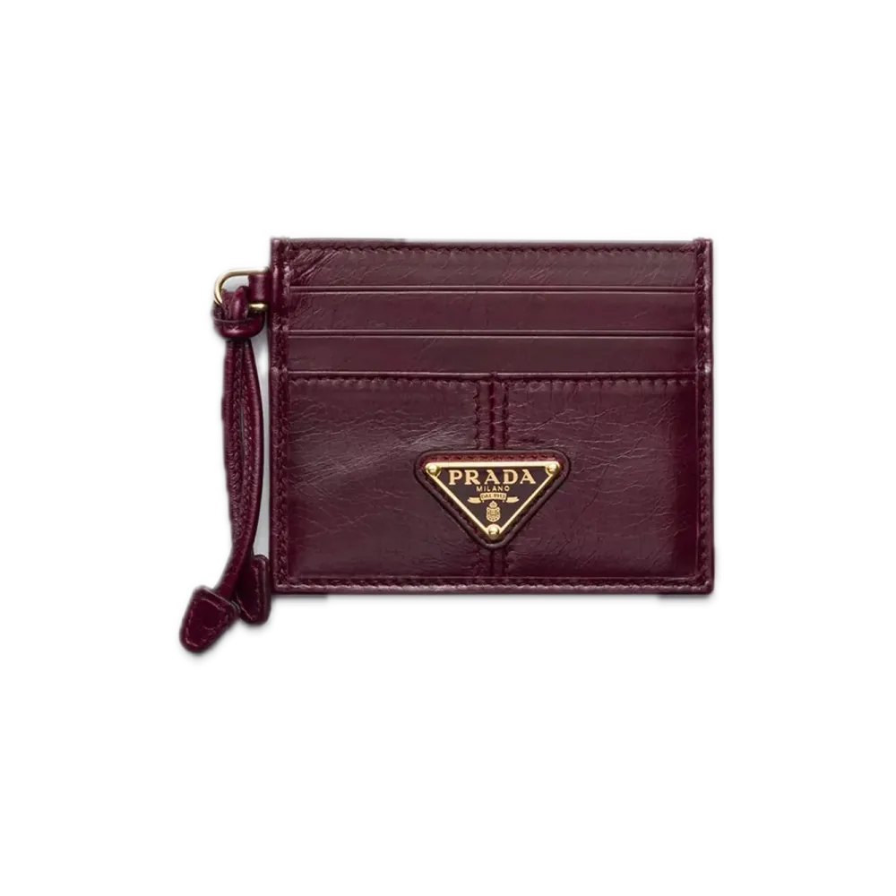 PRADA Soft Lux Leather Card Case "Bordeaux"
