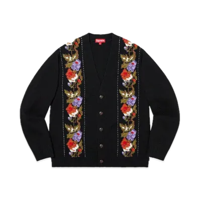 Supreme Floral Stripe Cardigan "Black"