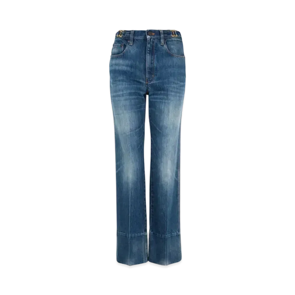 Chloe Straight Cropped Jeans In Denim "Moonlight Blue"
