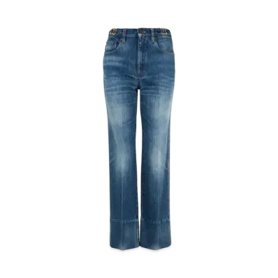 Chloe Straight Cropped Jeans In Denim "Moonlight Blue"