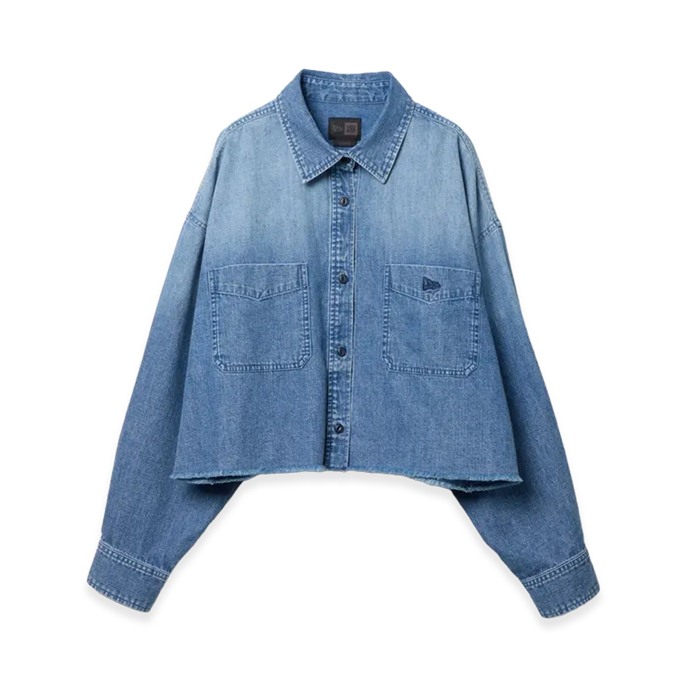 NEW ERA Women's Long Sleeve Cropped Denim Shirt Black Label SS26 "Washed Denim"