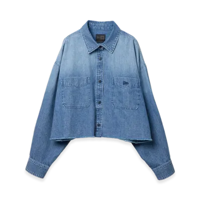 NEW ERA Women's Long Sleeve Cropped Denim Shirt Black Label SS26 "Washed Denim"
