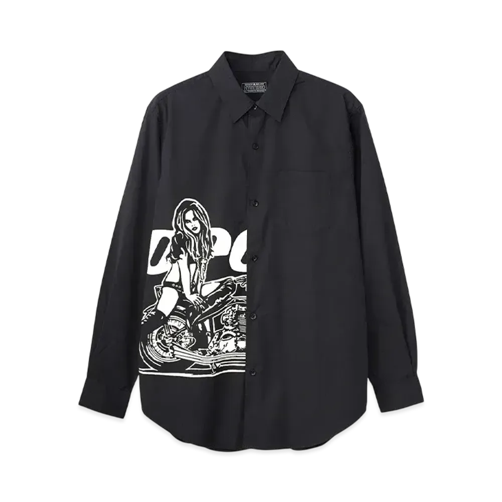 HYSTERIC GLAMOUR Speedster Regular Collar Shirt "Black"