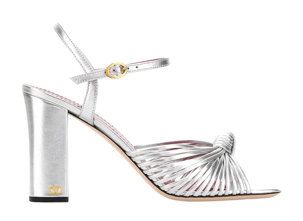 Valentino Garavani Women's Silver Leather Annet Sandals "Silver"
