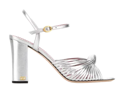 Valentino Garavani Women's Silver Leather Annet Sandals "Silver"