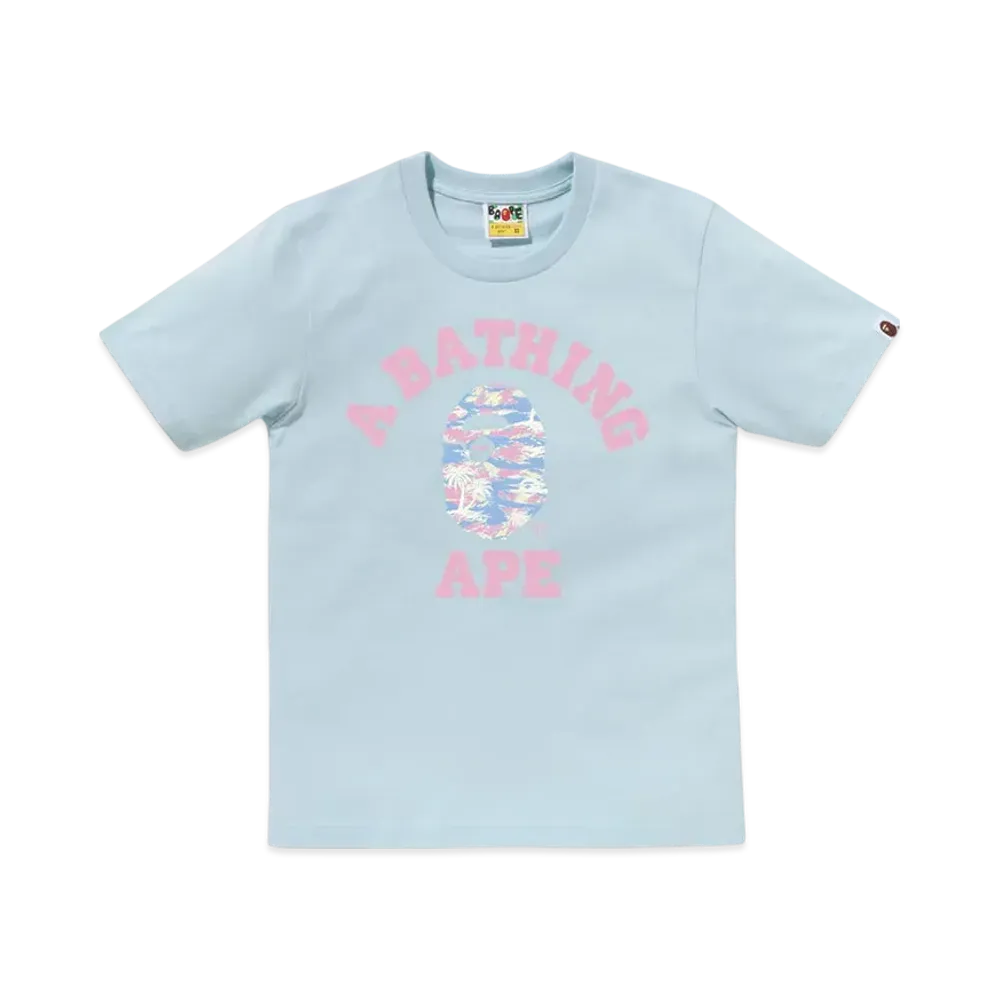 A BATHING APE Palm Tree Camo College Tee "Sax"