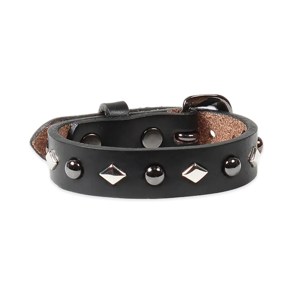 WACKO MARIA x Wolf's Head Studs Leather Wrist Band (S) "Black"