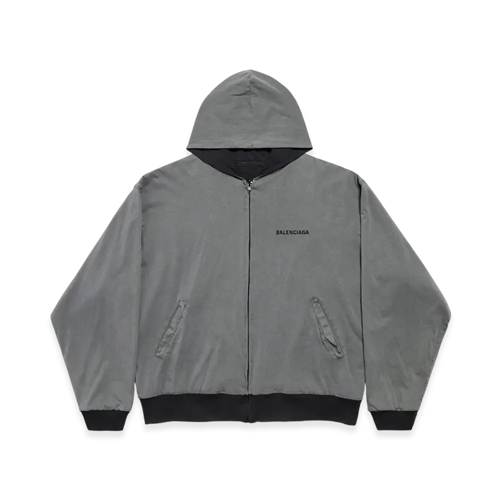 BALENCIAGA BALENCIAGA Back Reversible Zip-up Hoodie "Grey/Faded Black"