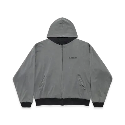BALENCIAGA BALENCIAGA Back Reversible Zip-up Hoodie "Grey/Faded Black"