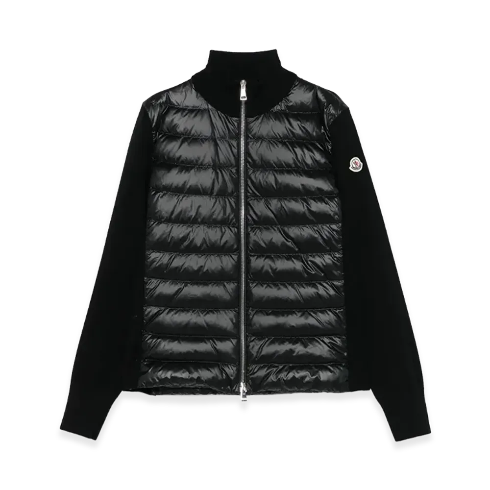 MONCLER Women's Padded Wool Zip-Up Cardigan "Black"