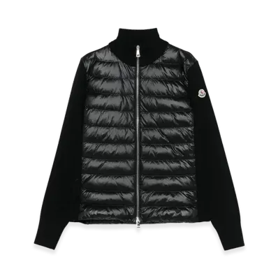 MONCLER Women's Padded Wool Zip-Up Cardigan "Black"