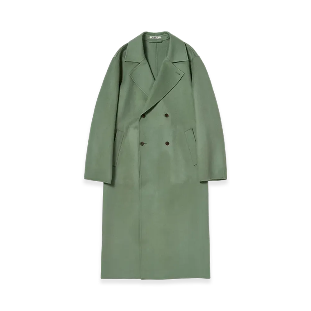 AURALEE Cashmere Melton Hand Sewn Coat "Olive"