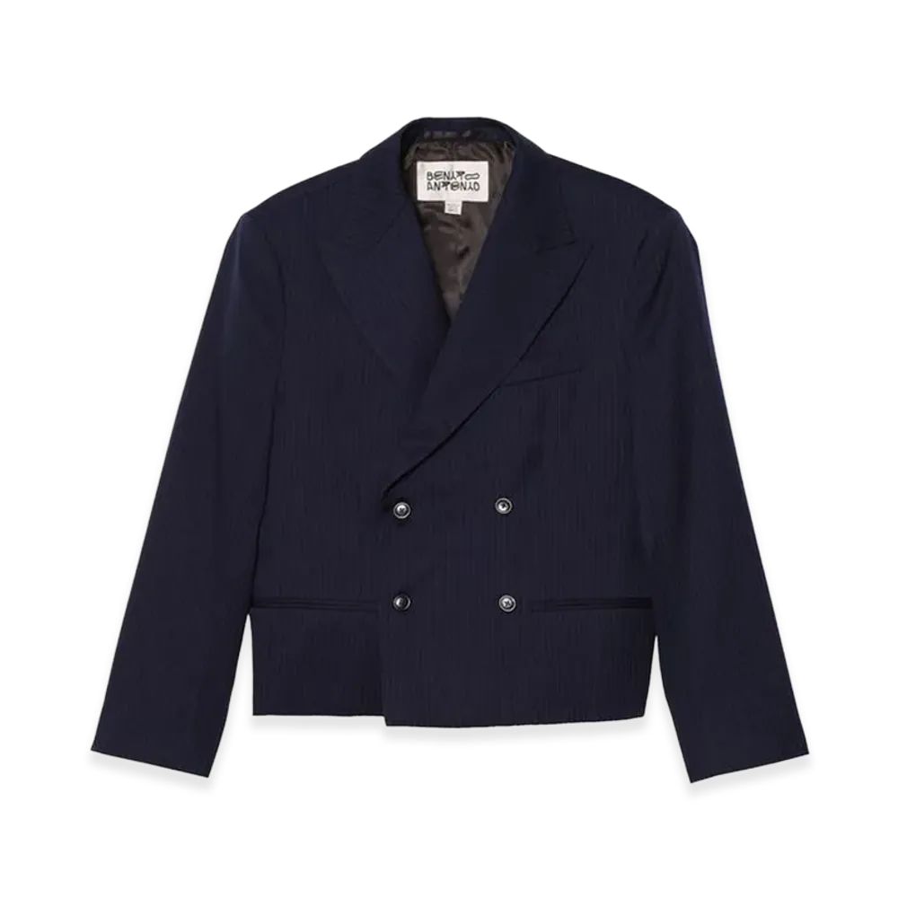 ZARA x Bad Bunny Benito Antonio Pinstripe Cropped Fit Blazer "Navy Blue"