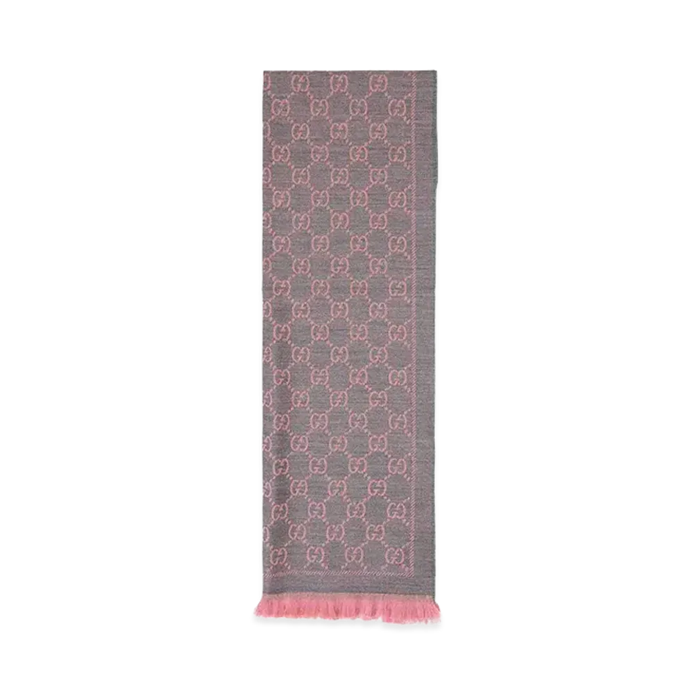 GUCCI Women's GG Jacquard Pattern Knitted Scarf "Nude/Neutrals"