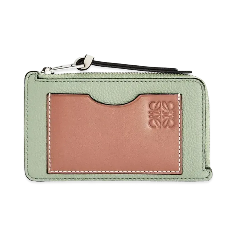 LOEWE Coin Cardholder In Soft Grained Calfskin "Rosemary/Tan"