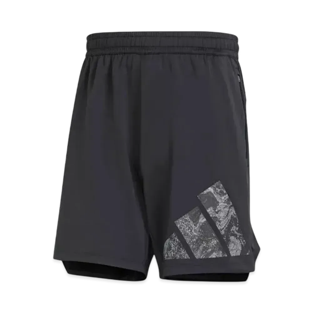 adidas Workout Logo Knit Shorts "Black/White"