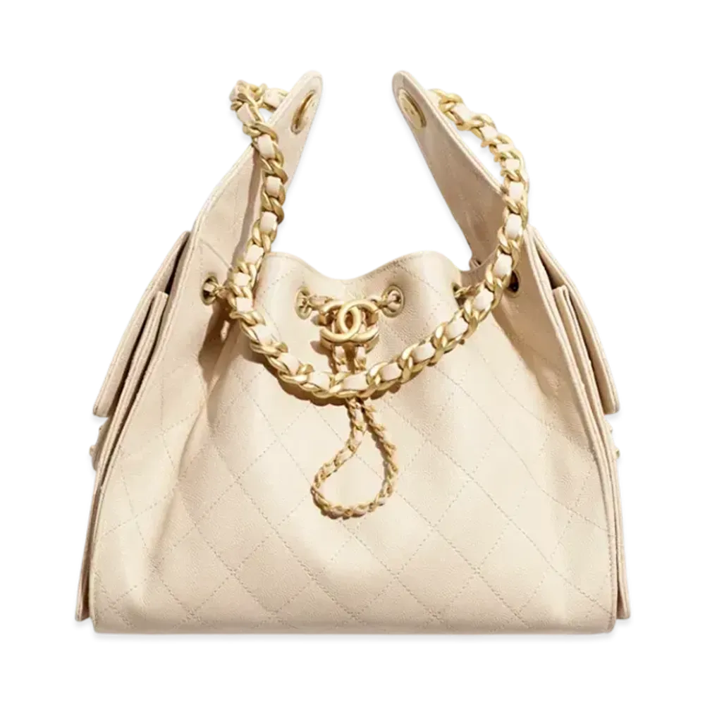 CHANEL 25 Small Handbag Grained Calfskin "Beige"