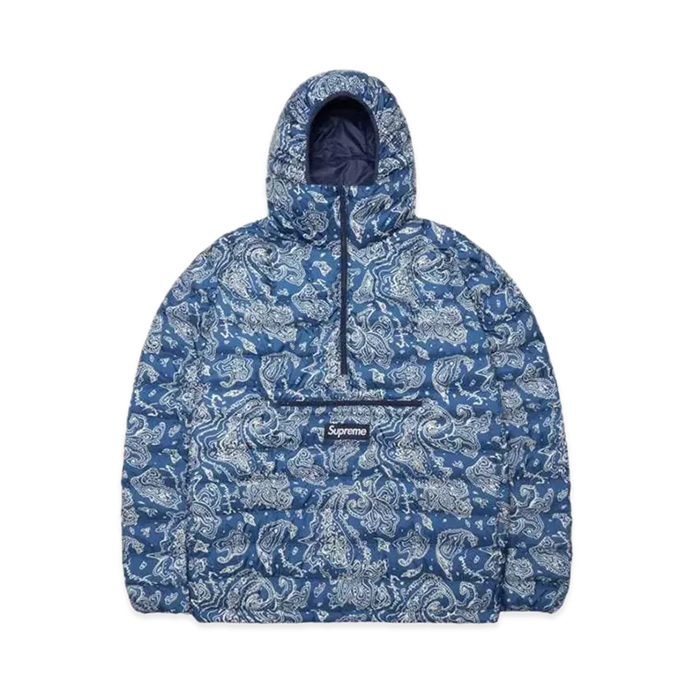 Supreme Micro Down Half Zip Hooded Pullover "Blue Paisley"