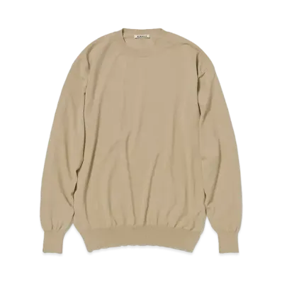 AURALEE Super Hard Twist Wool Knit P/O "Light Beige"
