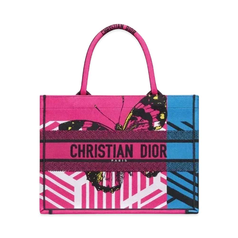 Dior Book Tote Medium Bag D-Jungle Pop Embroidery "Pink"
