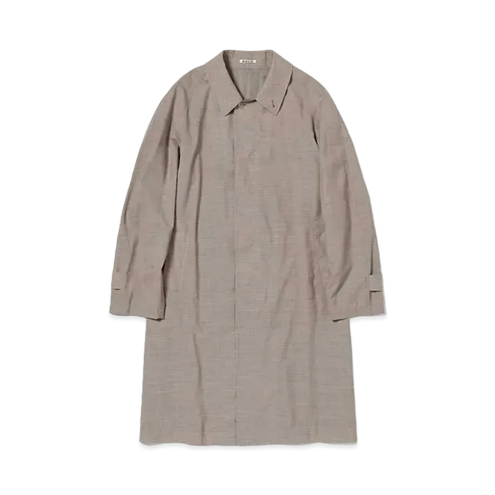AURALEE Super Fine Tropical Wool Soutien Collar Coat "Top Grey Beige"