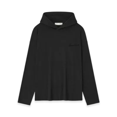 FEAR OF GOD ESSENTIALS Women's Embroidered Classic Fit Hooded Long Sleeve "Vintage Black"