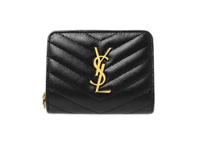 Saint Laurent YSL Monogram Compact Zip Around Wallet "Black"