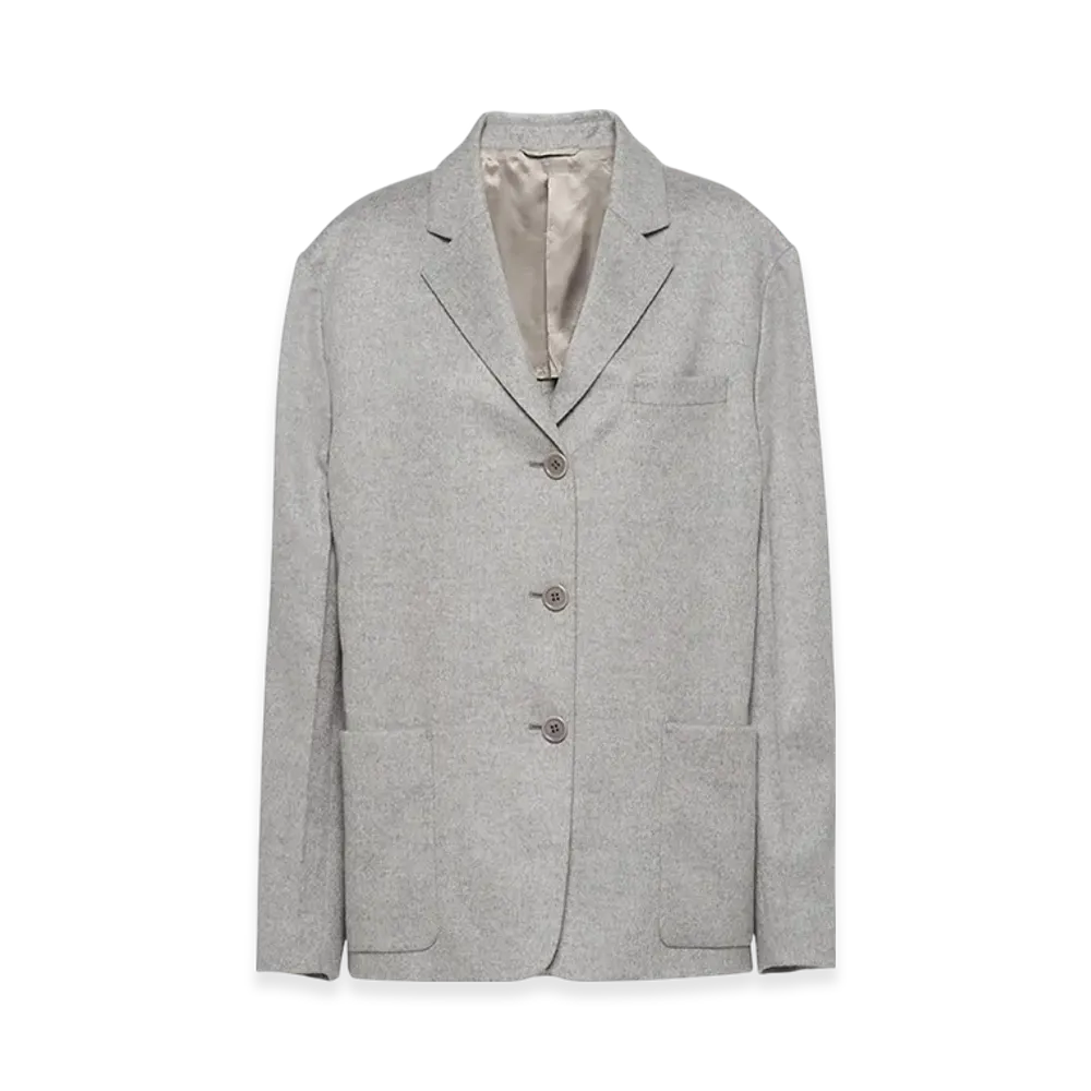 PRADA Women's Single Breasted Cashmere Jacket "Marble Gray"