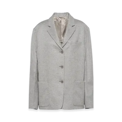 PRADA Women's Single Breasted Cashmere Jacket "Marble Gray"