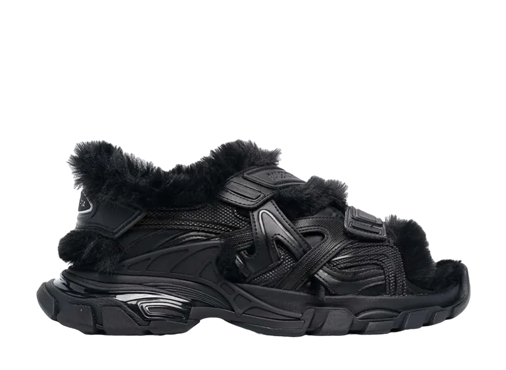 BALENCIAGA Track Sandal Eco Fur "Black"