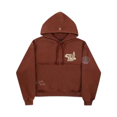 Unknown London Panel Details Acid Dyed Hoodie "Brown"