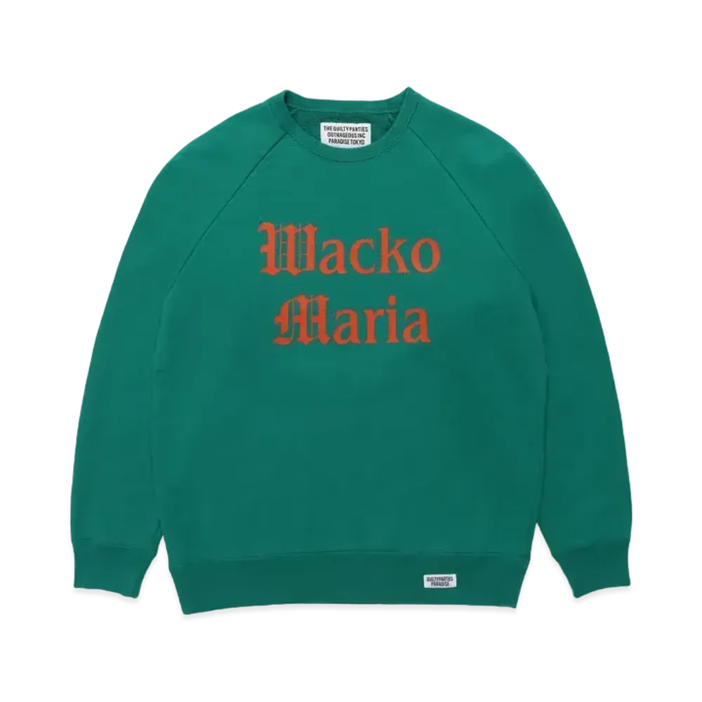 WACKO MARIA WASHED HEAVY WEIGHT SWEAT SHIRT "Green"