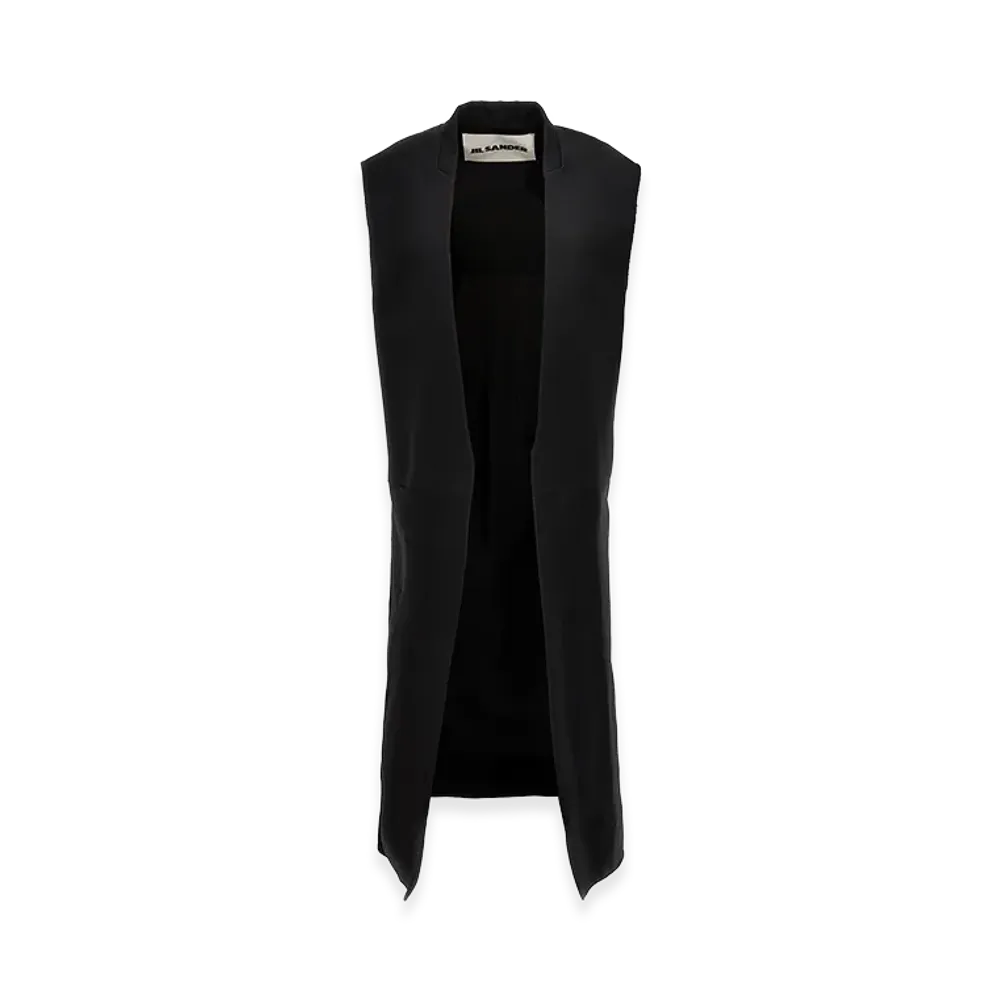 Jil Sander Women's Two-Material Long Vest "Black"