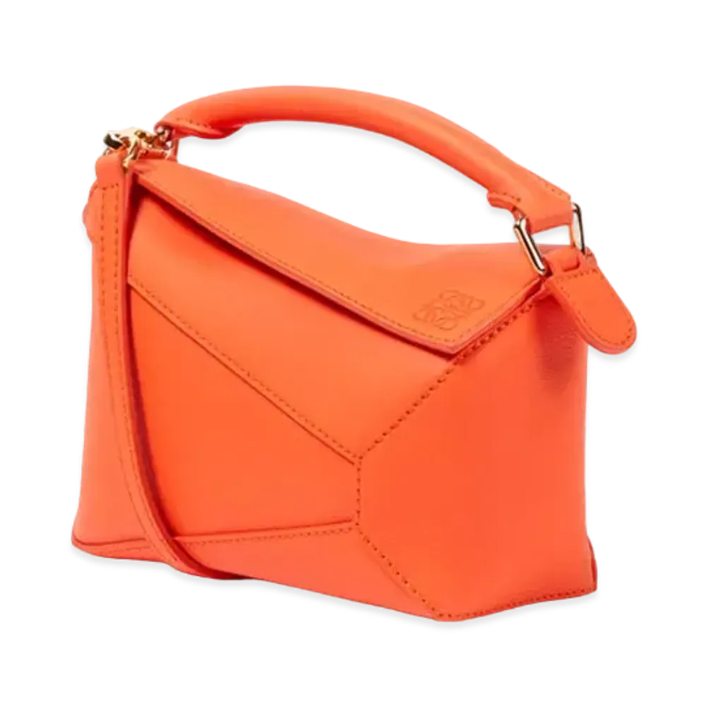 LOEWE Mini Puzzle Bag In Classic Calfskin "Vivid Orange"