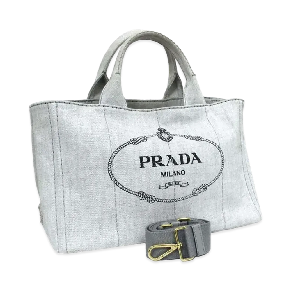 PRADA Canapa 2WAY Bag "Gray"