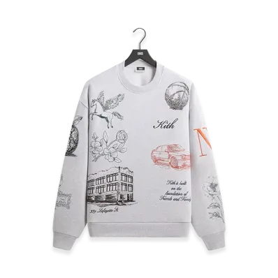 Kith New York To The World Nelson Crewneck "Light Heather Grey"