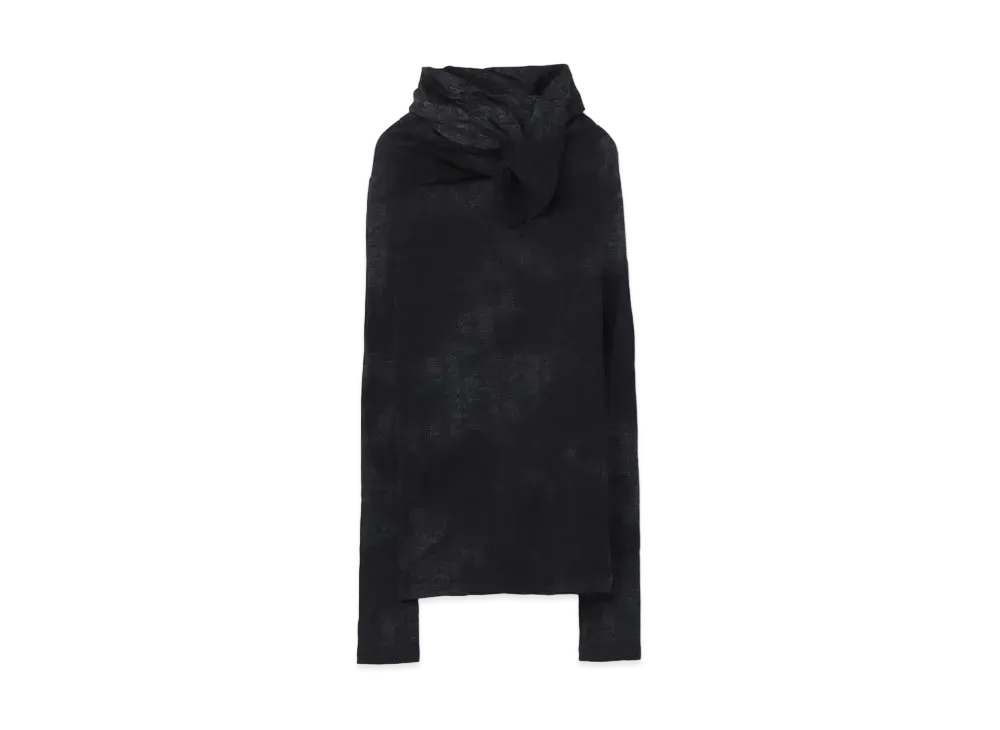 Yohji Yamamoto WOOL MILD JQ GLENCHECK G STOLE LONG SLEEVE "Black/Grey"