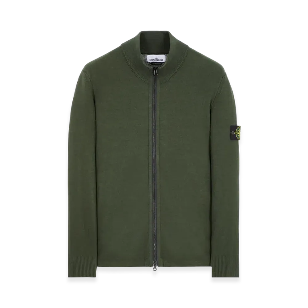 Stone Island 503A1 Stretch Wool Knit Cardigan - 22FW "Olive Green"